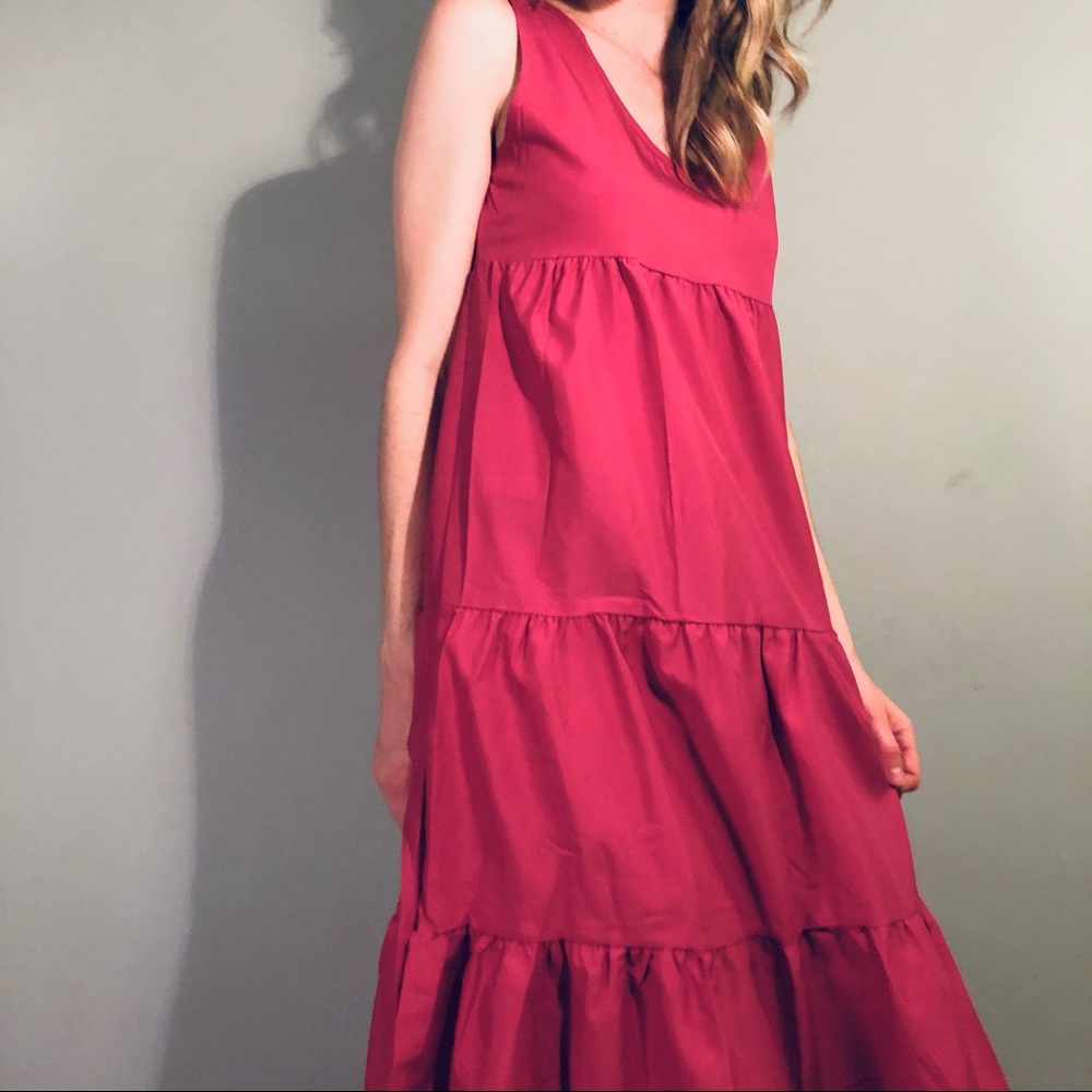 Tiered Magenta Shift Dress